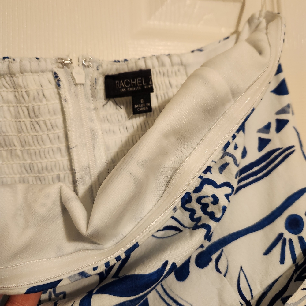 Rachel Zoe Women's White/Navy Strapless Tie Belt Maxi Dress Size 8 - Picture 10 of 12